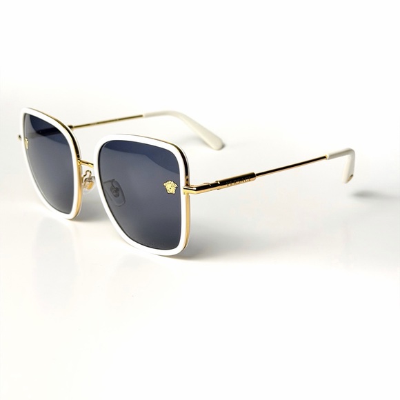 Versace Mod 2247D 1471/87 White and Gold Sunglasses Authentic New - Picture 10 of 10